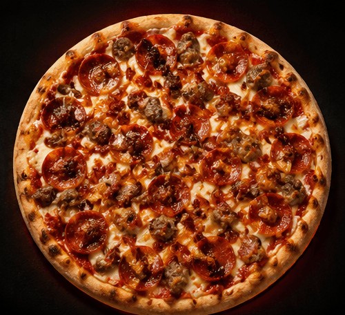 Blackout sausage and pepperoni pizza