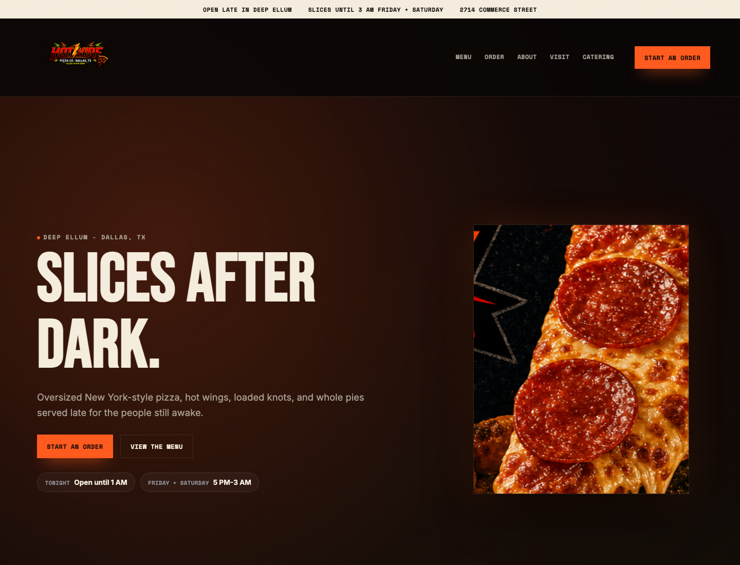 Hotwire Pizza website preview
